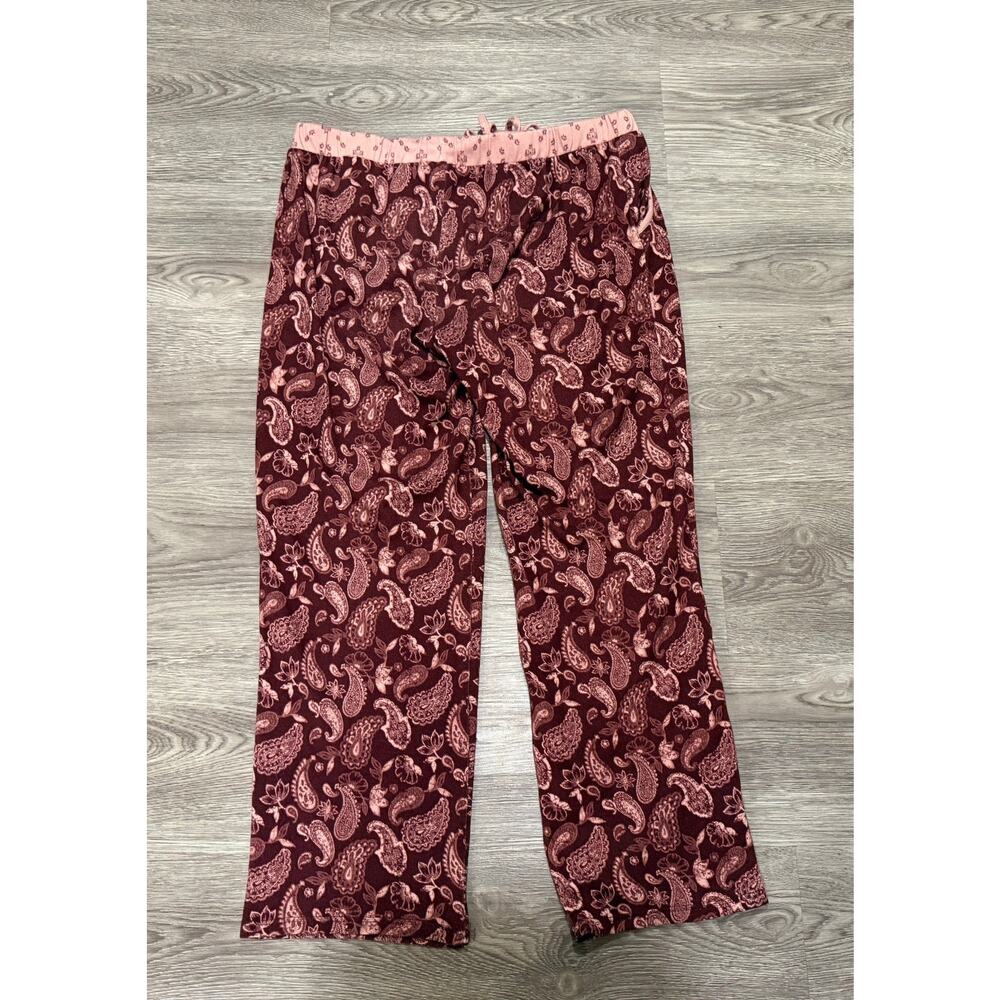 Lucky Brand Paisley Lounge Pajama Set Medium Burgundy Pink Boho Comfort Soft - Picture 5 of 9